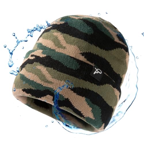 TOP-EX XXL Warme wasserdichte Wintermütze Herren & Damen, Fleece-gefütterte Strickmütze Beanie, Atmungsaktive Outdoor Lauf- & Skimütze, Winddichter Regenschutz, Herrenmütze Tarnung von TOP-EX