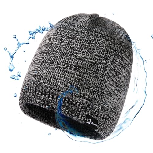 TOP-EX DryKnitTM wasserdichte Merino Beanie Mütze Herren Damen Wolle Wintermütze Warm Fleece Strickmuetze Regenmütze Schwarz Gemischt M von TOP-EX