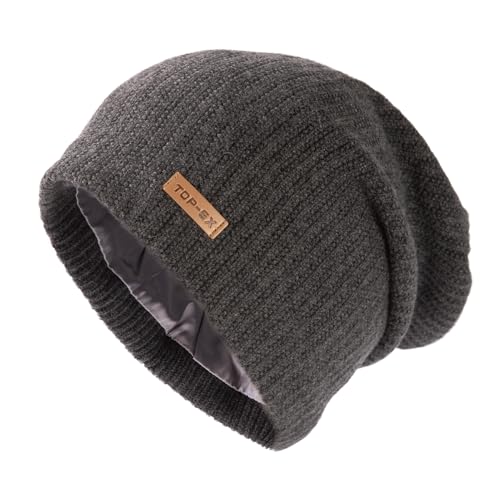 TOPEX XL/XXL Merinowolle Slouch Beanie Herren Mütze Damen Winter Warm Strickmuetze mit Satinfutter Grau XL/XXL TOPEX XL/XXL Merinowolle Slouch Beanie Herren Mütze Damen Winter Warm Strickmuetze mit Satinfutter Grau XL/XXL von TOP-EX