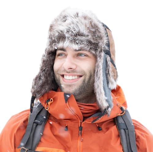 TOPEX XL/XXL Unisex Wintermütze Herren Trappermütze mit Ohrenklappen Fliegermütze Fellmütze Warme Russenmütze TE67191_Schwarz1 XXL 62 großer Kopf von TOP-EX