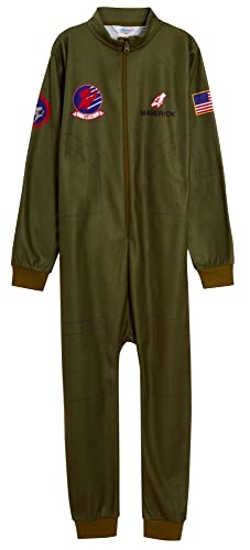 Jungen Top Gun Fleece Onesie Maverick Pyjama Kinder Flighter Pilot Jumpsuit Anziehkostüm von TOP GUN MAVERICK