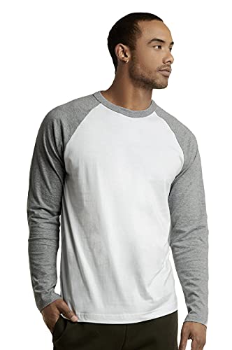 TOP PRO Herren-Baseball-T-Shirt, lange Ärmel, Raglan-Baumwolle, Baseball-T-Shirt, Hellgrau/Weiß, 3X-Groß TOP PRO Herren-Baseball-T-Shirt, lange Ärmel, Raglan-Baumwolle, Baseball-T-Shirt, Hellgrau/Weiß, 3X-Groß von TOP PRO