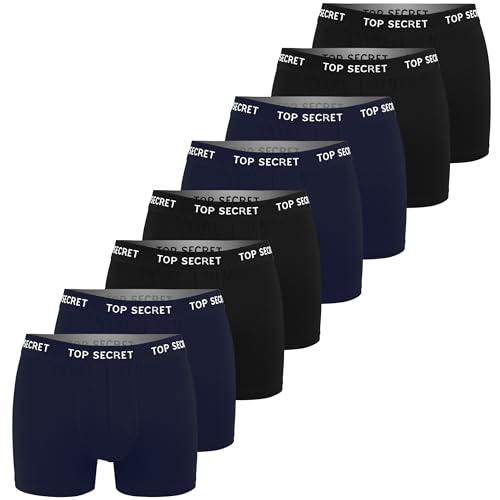 Top Secret Boxershorts 8er Pack für Herren, Atmungsaktive & rutschfeste Unterhosen aus Baumwolle im Set (Gr. M-2XL) von Top Secret