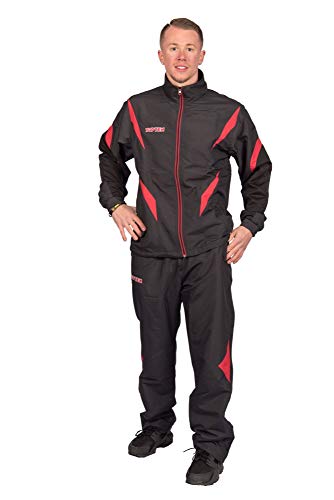 TOP TEN Fitnessanzug „Premium Quality“ mit schwarzer Hose - Gr. XL = 190 cm, schwarz-rot von TOP TEN