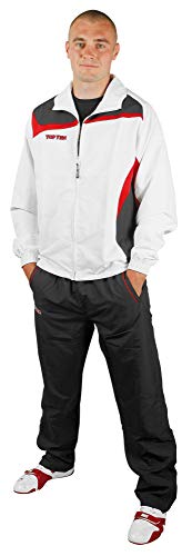 TOP TEN Trainingsanzug „Premium Class“ mit schwarzer Hose - Gr. XL = 190 cm, Weiss-rot von TOP TEN