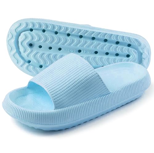 TOPALL Wolkenschuhe Damen Original,Cozyslides Wolken Damen Cloud Slippers Slides,Badeschlappen Badelatschen Damen Herren Rutschfest Gummi,Hausschuhe Sandalen Sommer(Blau-Sommer,40/41) von TOPALL