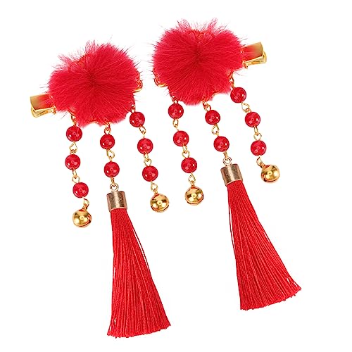 TOPBATHY 1 Paar Haarspangen mit Schleifen und Quasten Einzigartiges Chinesisches Design für Frühlingsfest Einfache Handhabung von TOPBATHY