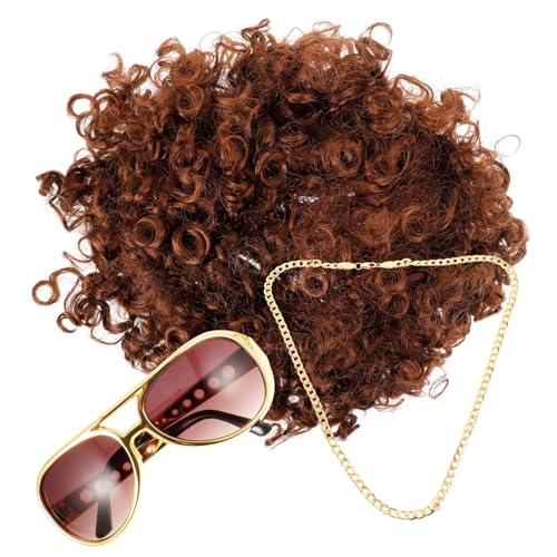 TOPBATHY Jahre Disco Kostüm Zubehör Mit Perücke Und Goldkette Für Party Cosplay Requisiten Für Erwachsene Und Jugendliche von TOPBATHY