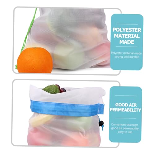 TOPBATHY 12 Stück Teiliges Wiederverwendbarer Leichter Polyester netzbeutel mit Kordelzug Vielseitig Einsetzbar als Gemüse Obstbeutel Sowie Aufbewahrungstasche für Alltagsgegenstände von TOPBATHY