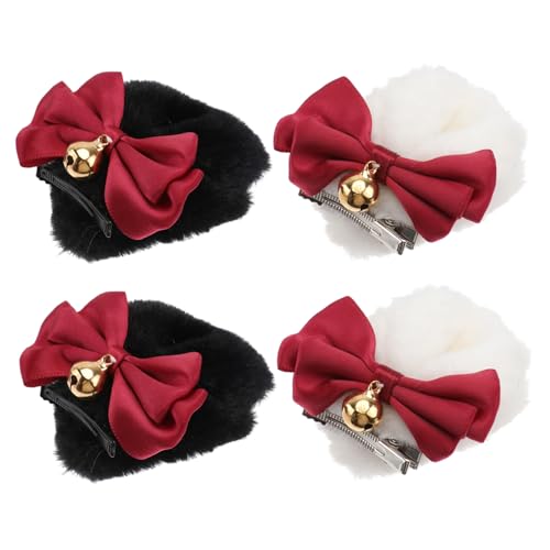 TOPBATHY 2paare Niedliche Haarnadeln Dekorative Haarclips Bär Ohr Kopfschmuck Mit Schleifen Für Halloween Cosplay von TOPBATHY