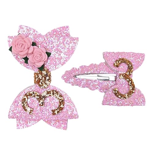 TOPBATHY 2 Stück Glitzernde Geburtstags Haarspangen für Junge Mädchen Mädchen mit Schmetterling und Blumen Süße Haarklammern für Geburtstag Party von TOPBATHY