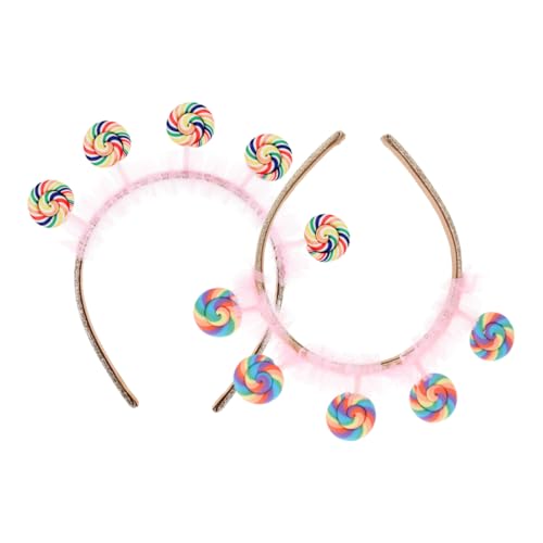 TOPBATHY 2stücke Süßigkeiten-stirnband Für Junge Mädchen Rosafarbener Cartoon-lollipop-prinzessinnen-stirnband Aus Kunststoff Passend Für Mottopartys Und Verkleidungen von TOPBATHY