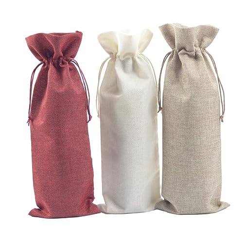 TOPBATHY 3stücke Jute-weinflaschenbeutel Leinen Weinverpackung Rustikale Geschenktaschen Für Hochzeiten Feiern Multifunktionale Weinflasche Abdeckung Rot Naturfarbe von TOPBATHY