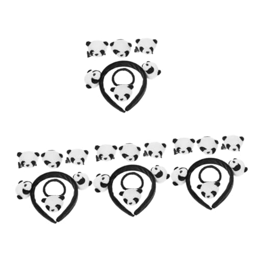 TOPBATHY 4 Sätze Haarschmuck für Damen panda haarreif Panda Haargummi Panda Kopfschmuck Panda-Accessoires für Damen Panda-Haarspange Stifte Haargummis Haargummis Panda Haarschmuck Plüsch von TOPBATHY
