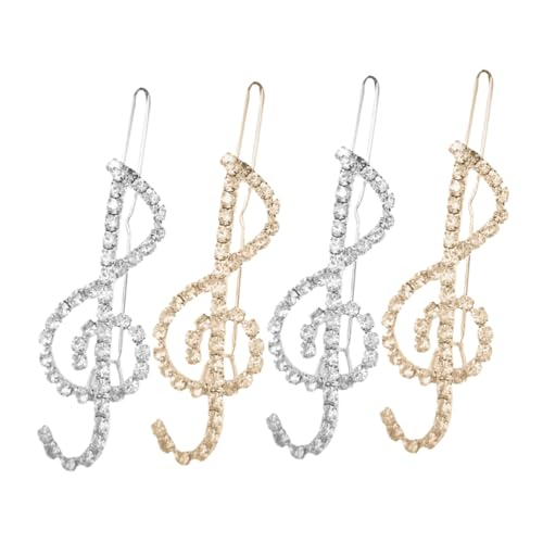 TOPBATHY 4 Stück Musiknoten-Haarnadel Haarschmuck für Damen Haarspangen mit Strass Metallhaarklammern Haarstyling-Clips Haarspangen aus Kristall Haar-Seitenband-Clips Strasssteine von TOPBATHY