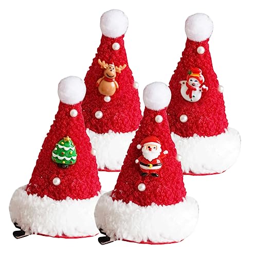 TOPBATHY 4 Stück Weihnachtsmütze Haarnadeln Teiliges für Niedlicher Haarschmuck mit Weihnachtsmütze Design Weihnachtsaccessoires für Festliche Anlässe und Partys von TOPBATHY