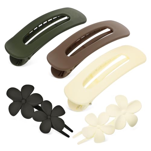 TOPBATHY Blumen Haarklammern 5 Stück Flache Krallenklammern Entenschnabel Haarspangen Rutschfest Schwarz Und Weiß Für Frauen Dekorative Haarstyling Zubehör Für Hochsteckfrisuren von TOPBATHY