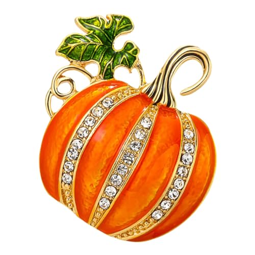 TOPBATHY Glitzernde Halloween Brosche Kürbis Design mit Funkelnden Strasssteinen Modisches Sweater Accessoire Vielseitige Anstecknadel für Jacken Pullover und Festliche Outfits von TOPBATHY