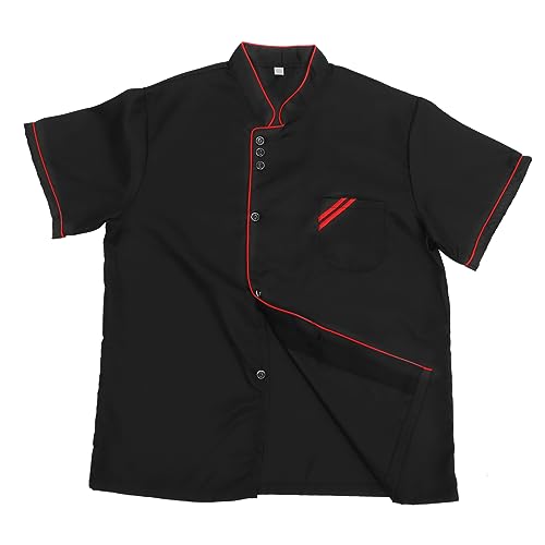 TOPBATHY Klassischer Kochmantel Koch Kostüm Kochmanteluniform Für Männer Und Frauen Koch Kurzarm Kochhemden Für Männer Schwarze Kochhose Chef Jacket 100% Cotton Kochjacke Cool Arbeit Kleid von TOPBATHY
