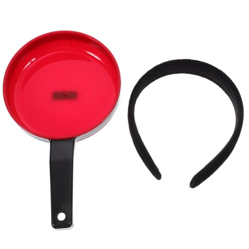 TOPBATHY Lustiges Pfannenstirnband Lustige Bratpfanne Haarreif Kopfbedeckung Haare für Frauen Männer Teenager Mädchen Cosplay Festivals Anziehsachen Rot von TOPBATHY