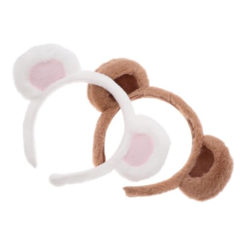 TOPBATHY 2stücke Bärenohr-stirnbänder Aus Plüsch Mit Tierohren Stirnbänder Zum Waschen Des Gesichts Kopfbedeckungen Für Partys von TOPBATHY