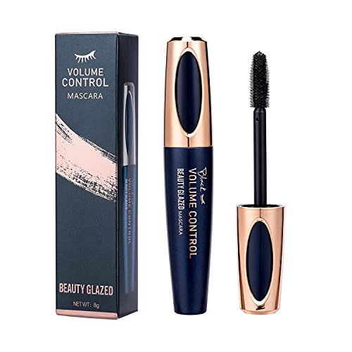 4D Silk Fiber Wimperntusche, Extra Long Lash Verlängerung & Volumen Eyelash Mascara Wasserdicht Langlebig Natürlich Augen Make-up Not Blooming von Beauty Glazed