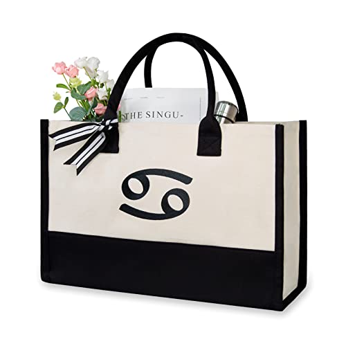 TOPDesign Personalisierte Initiale Segeltuch-Strandtasche, monogrammierte Geschenk-Einkaufstasche für Frauen, Schwarz und Weiß, Medium von TOPDesign