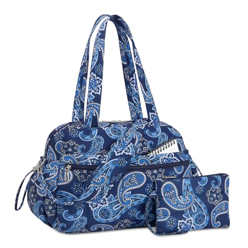 TOPDesign Reisetasche für Damen, Puffer Turnbeutel Sporttasche mit Nasstasche, Handgepäcktasche mit Gepäckhülle, Halstuch, Large, Casual von TOPDesign