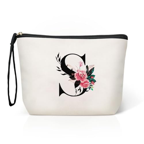 TOPEAST Make-up-Tasche für Damen, Weiss/opulenter Garten, Größe S: von TOPEAST