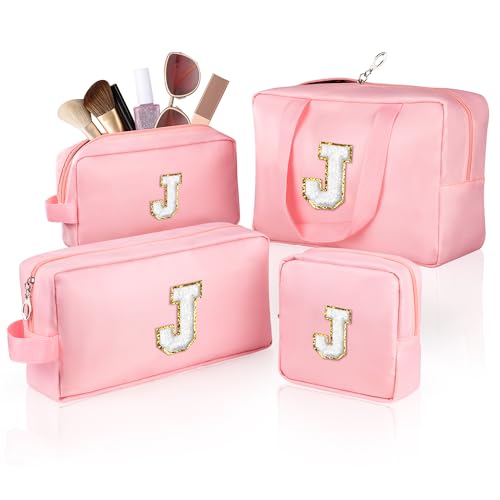 TOPEAST Personalisierte Reise-Kosmetiktaschen, tragbare Kulturtasche, wasserdichter Nylon-Make-up-Organizer, monogrammierte Geschenktasche für Frauen, 4 Größen (Rosa), Pink, M von TOPEAST