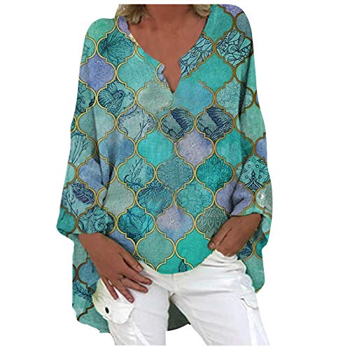 TOPEREUR Damen Leinenbluse Oversize Langarm Bluse Elegant Druck Shirt Leinen V-Ausschnitt Longshirt Oberteile Tunika Lose Lang Tops Leinenhemd TOPEREUR Damen Leinenbluse Oversize Langarm Bluse Elegant Druck Shirt Leinen V-Ausschnitt Longshirt Oberteile Tunika Lose Lang Tops Leinenhemd von TOPENO