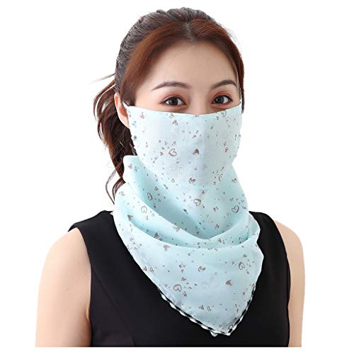 TOPEREUR Damen Gesichtsmaske Mundschutz Halstuch Elegant Face Shield Multifunktionstuch Sommer UV-Schutz Atmungsaktiv Chiffon Tuch Outdoor Sport Maske Schlauchschal Staubmaske Kopftuch von TOPEREUR