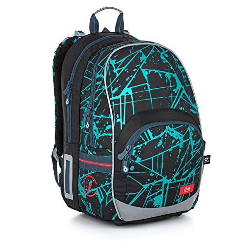 TOPGAL Schulrucksack/Schulranzen - Jungen - Schwarz Blau,Gestreift. KIMI 22021 von TOPGAL