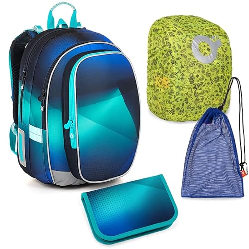 TOPGAL Schulrucksack - 4-teiliges Set für Jungen ab - 2. Klasse - 3. Klasse - MIRA 23019 SET LARGE (Blaue Welt SET) von TOPGAL