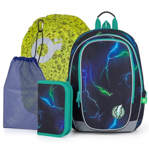 TOPGAL Schulrucksack für Jungen ab - 3. Klasse - MIRA 24019-4-TEILIGES SET (Sturm) von TOPGAL