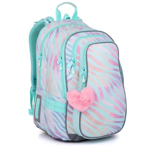 TOPGAL Schulrucksack für Mädchen ab - 3. Klasse - LYNN 25007 (Regenbogen-Zebra) von TOPGAL
