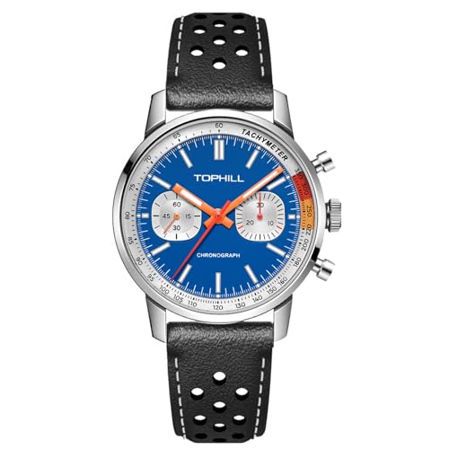 Herren Mechanischer Chronograph 40mm Möwe ST1901 Uhrwerk Pilot Uhren Manuelle Aufzug Herrenuhr Saphir Leuchtende Herren Mechanische Armbanduhr, Blau, Chronograph Uhr Mechanische Uhr. Pilotenuhr von TOPHILL