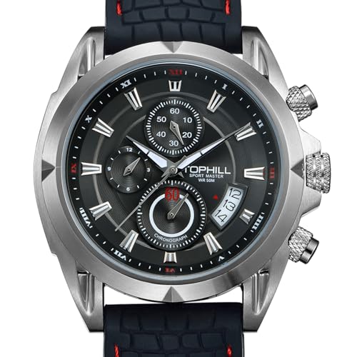 TOPHILL Armbanduhr Herren,42mm Men Watch Quarzuhr, The Watch Chronograph, Datumsfunktion, Leuchtzeiger, 316L Edelstahlgehäuse von TOPHILL
