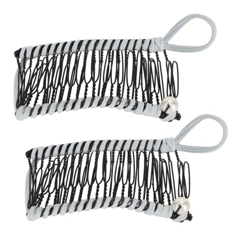 2pcs Dehnbare Schwarze Bananenhaarklammern Kammwerkzeug für Frauen, Vintage -Clincher -Kammgriff für Dickes oder Dünnes Lockiges, Welliges Haar, 2 Metall und Gewebte Kämme Set von TOPINCN