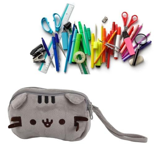 Kleine Katzen-Kosmetiktasche, Reise-Make-up-Tasche Im Niedlichen Cartoon-Kätzchen-Stil für Frauen, Mehrzweck-Kulturbeutel-Organizer aus Weichem Segeltuch mit Griff und von TOPINCN