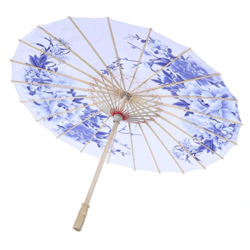 Regenschirm aus GeöLtem Papier, Handgefertigter Regenschirm FüR Frauen, Winddicht, Chinesischer Klassischer Tanz, Design, Retro-Inspiriertes Regenschirmgeschenk FüR MäDchen (blauer chinesischer Stil) von TOPINCN