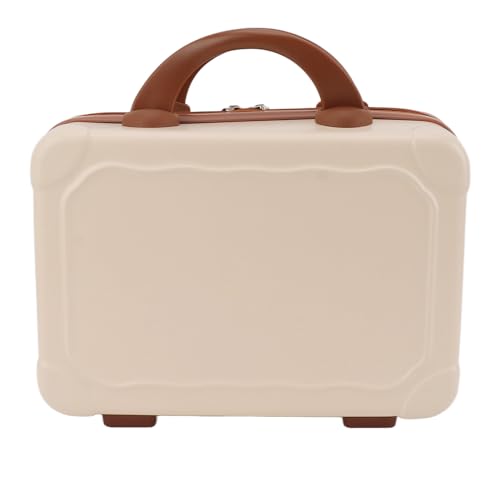 TOPINCN 14 Zoll Tragbares Make -up -Gehäuse, Make -up -Reisetasche mit Großer Kapazität mit Griff, Make -up -Zug -Hülle Stilvoller Kosmetischer Gepäck Organizer Toilettenbox für Frauen (Beige) von TOPINCN