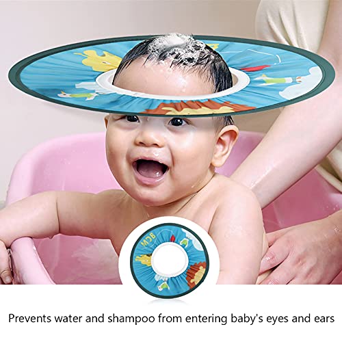 Wasserdichtes Tuch Baby Shampooning Cap Elastic Duschhut Zum Badeschutz, Umweltfreundliche Cartoon Gedruckte Duschhaube für und Mädchen (Blauer Löwenstil) von TOPINCN