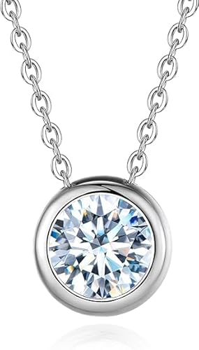 TOPIND 18K Gold AU750 Solitär Halskette mit klassischen runden Moissanit (0,5 ct) Leichte Luxus Kette Geschenk von TOPIND