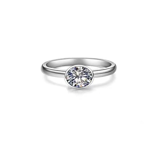 TOPIND 18K Weißgold Verlobungsring Rundschliff Solitär Ring 0,5CT- 3,0 CT Damen Moissanit Verlobungsring, Damen Moissanit Ehering, Damen Jahrestag Ring (54(17,2), 1.0) von TOPIND