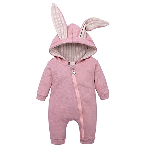 Baby Boys Girls Easter Bunny Outfit Infant Newborn Bodysuit Romper with 3D Rabbit Ear, Baby Ostern Outfit Strampler Baby bedrucktes Häschen Set Jungen Overall Mädchen Strampler & Overall Anzug Kinder von TOPJIAO