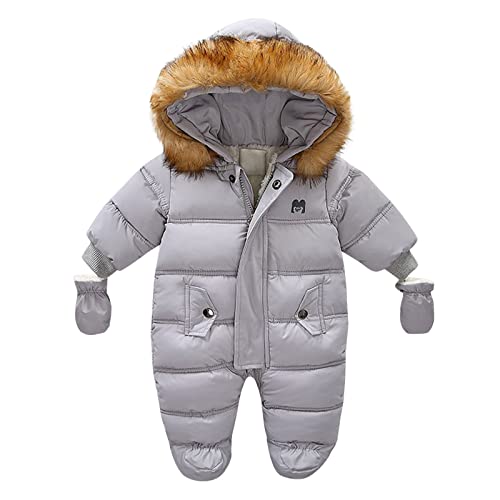 Baby Schneeanzug Kapuzenoverall Wintermantel Unisex Baby Winteroverall Strampler Kleidung Dicke Jacke Outwear Overall Baby Winter mit Kapuze Langarm Jumpsuit Warm Outfits für Kleinkind Jungen Mädchen von TOPJIAO