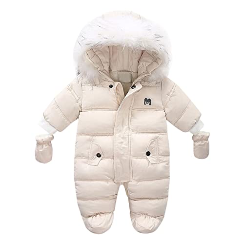 Baby Schneeanzug Kapuzenoverall Wintermantel Unisex Baby Winteroverall Strampler Kleidung Dicke Jacke Outwear Overall Baby Winter mit Kapuze Langarm Jumpsuit Warm Outfits für Kleinkind Jungen Mädchen von TOPJIAO