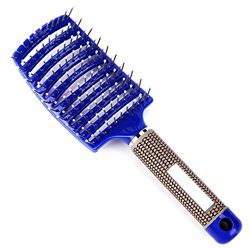 Bio Haarbürste ohne Ziepen für Damen, Organic Hair Brush, Bürste mit Doppelspiralfeder, Detangling Brush, Unique Detangler Brush with Spiral Spring (Z1-blue, One Size) von TOPJIAO