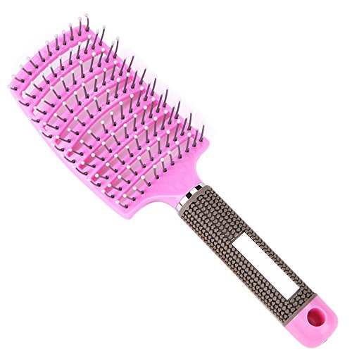 Bio Haarbürste ohne Ziepen für Damen, Organic Hair Brush, Bürste mit Doppelspiralfeder, Detangling Brush, Unique Detangler Brush with Spiral Spring (Z1-pink, One Size) von TOPJIAO